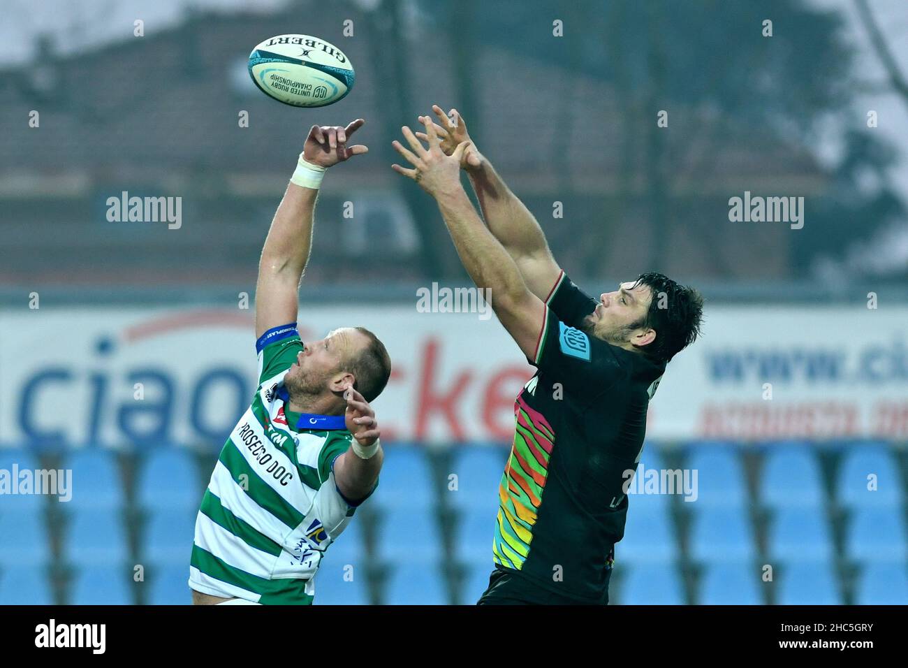 Sergio Lanfranchi stadium, Parma, Italy, December 24, 2021, Carl Wegner ( benetton) and David Sisi (zebre) during Zebre Rugby Club vs Benetton Rugby  - United Rugby Championship match Stock Photo - Alamy