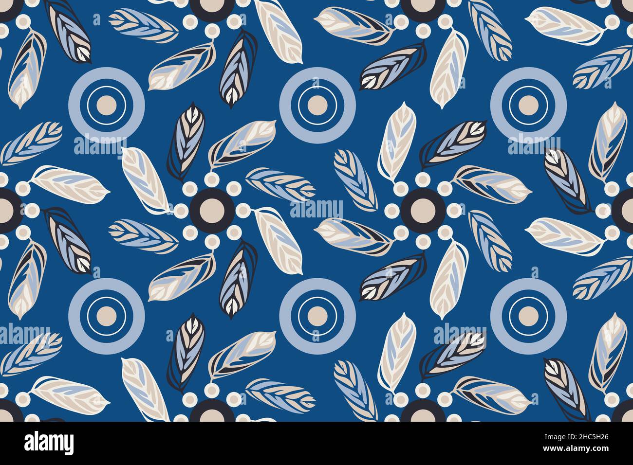 Art floral vector seamless pattern. Blue leaves Stock Vector Image ...