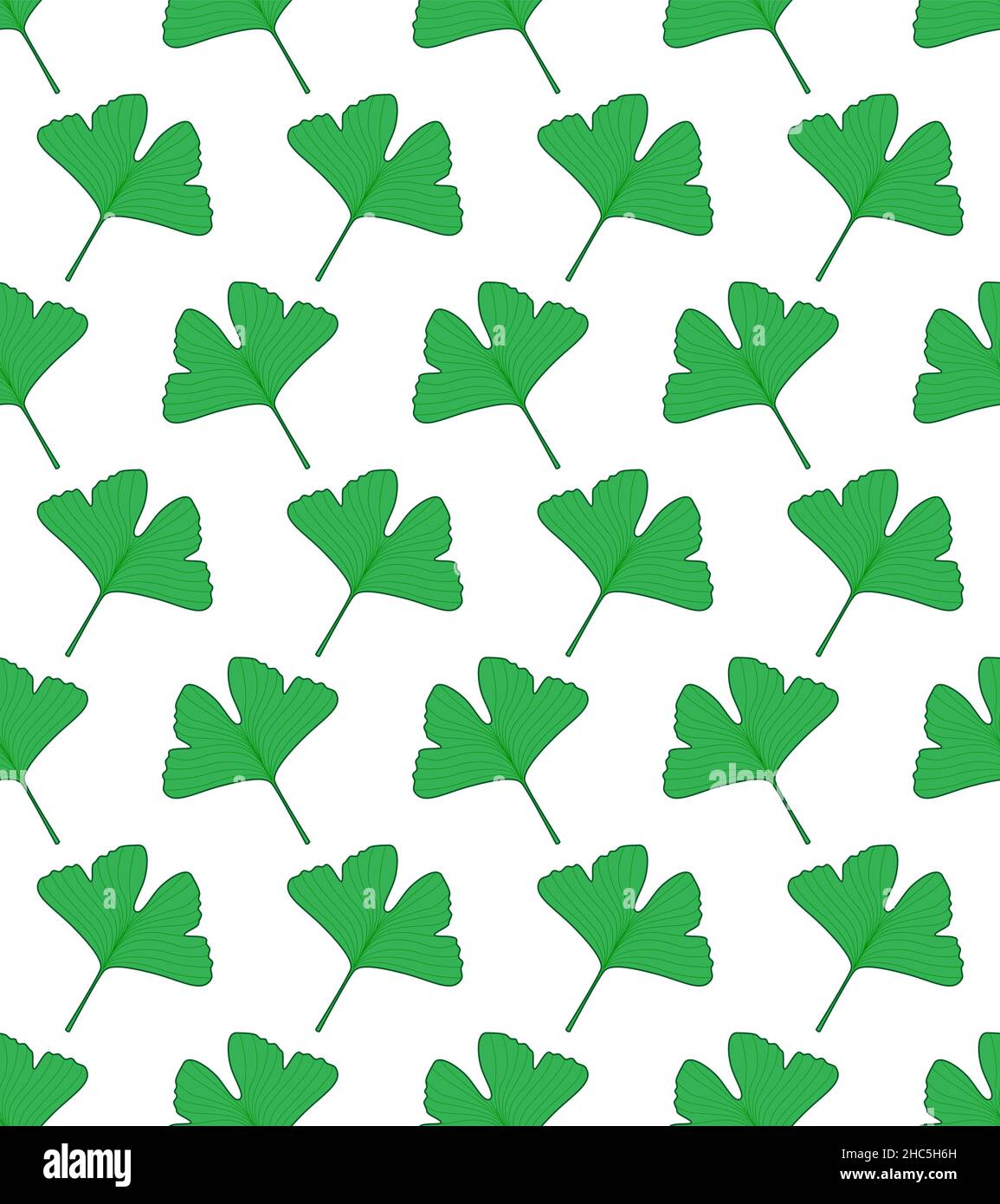 Seamless pattern of green ginkgo biloba leaves Stock Vector