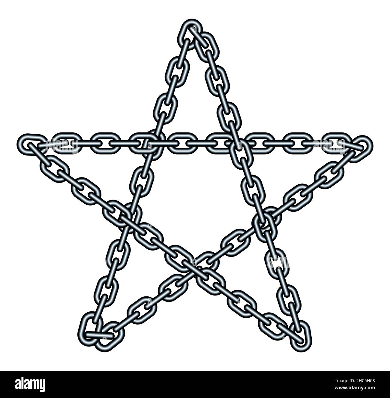 Illustration of the abstract steel chain five-pointed star Stock Vector