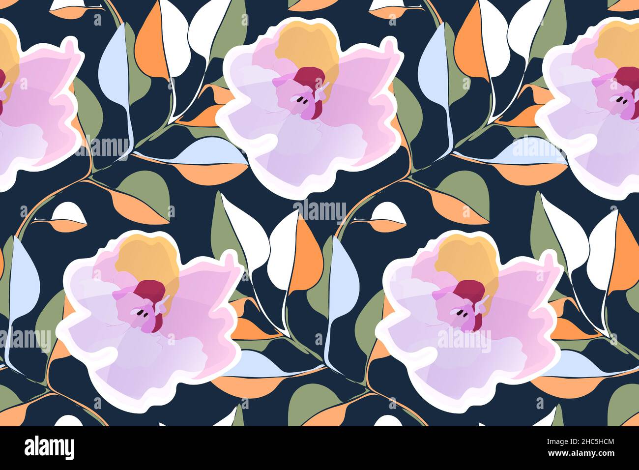 Art floral vector seamless pattern. Pink flowers Stock Vector Image ...