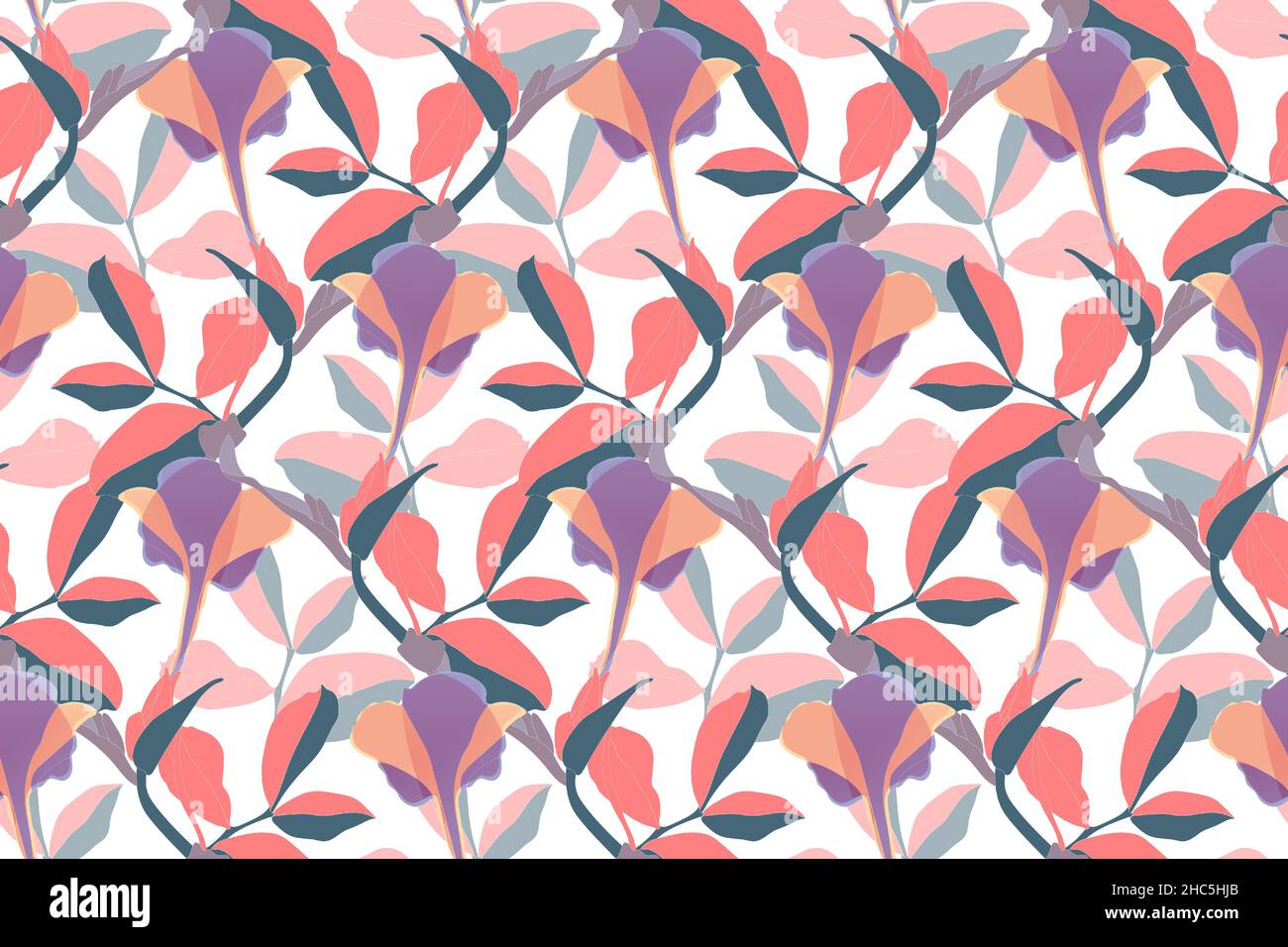 Art floral vector seamless pattern. Coral cleaves. Stock Vector