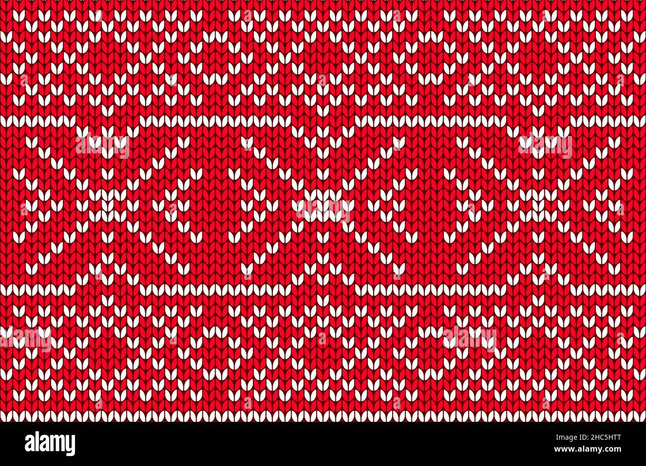 Vector seamless Nordic Knitting Pattern, red colors Stock Vector