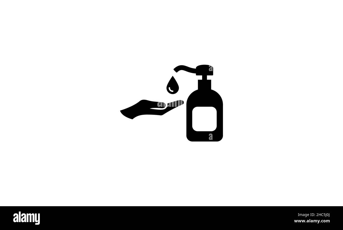Icon of hygiene procedure, disease prevention. Vector sanitizer and antiseptic alcohol gel symbol. Healthcare wash hands with soap, antibacterial icon Stock Vector