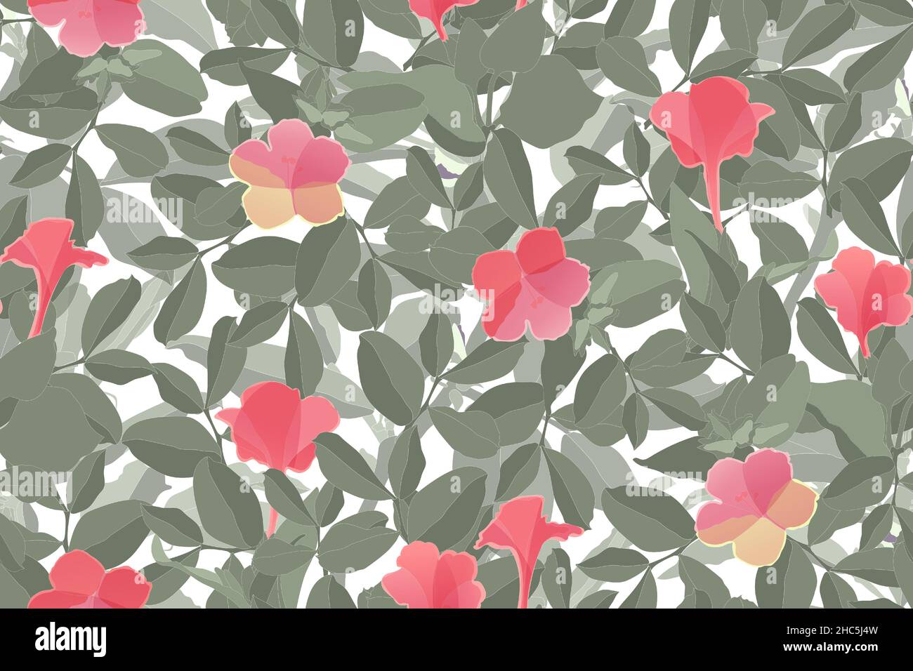 Art floral vector seamless pattern. Pink Flower.  Stock Vector