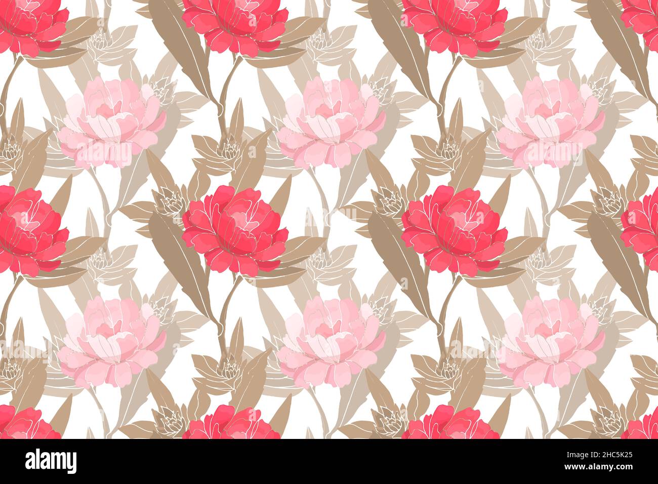 Art floral vector seamless pattern with peonies Stock Vector Image ...