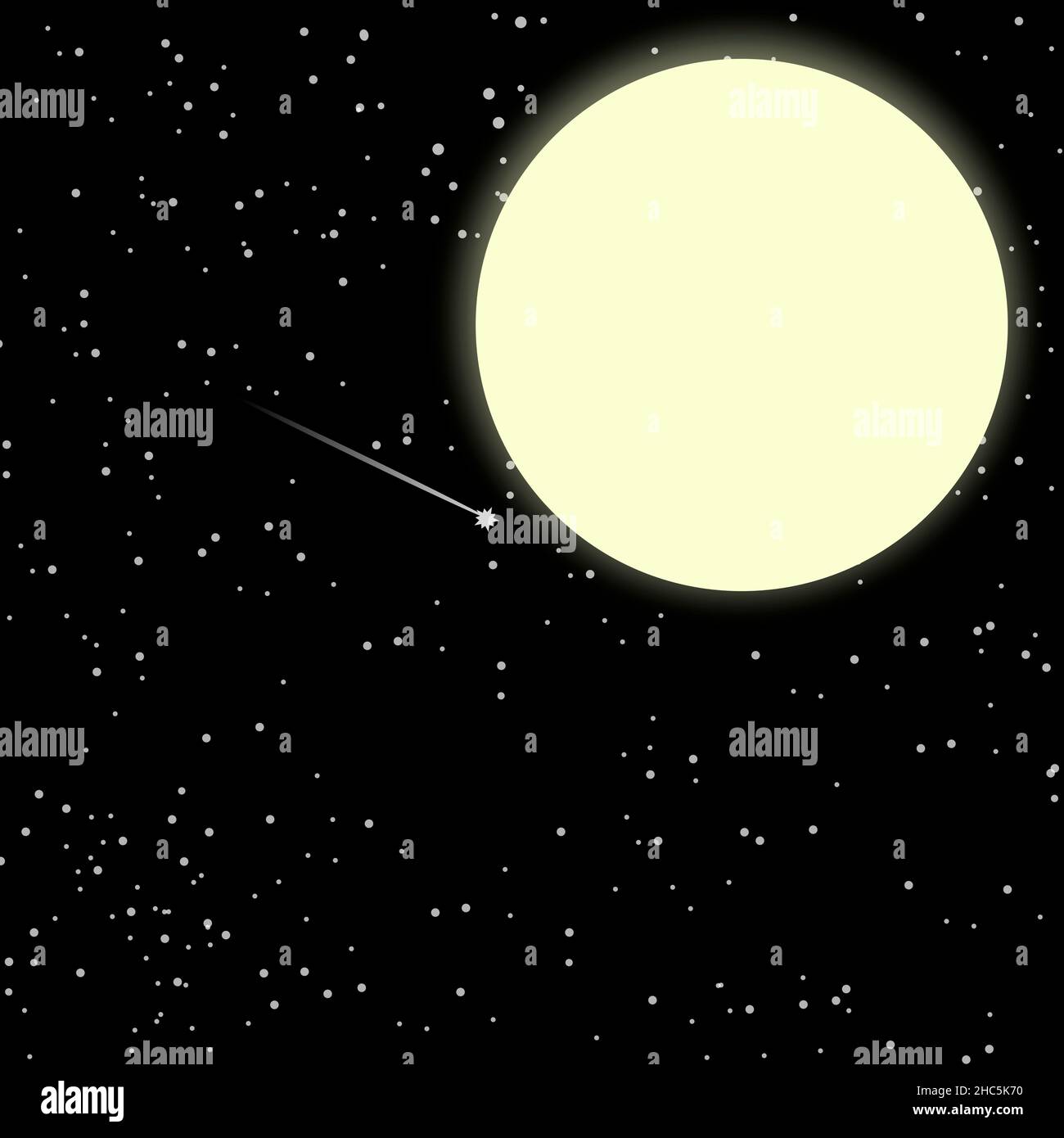Illustration of Black Night Sky With Full Moon and Stars Stock Photo ...