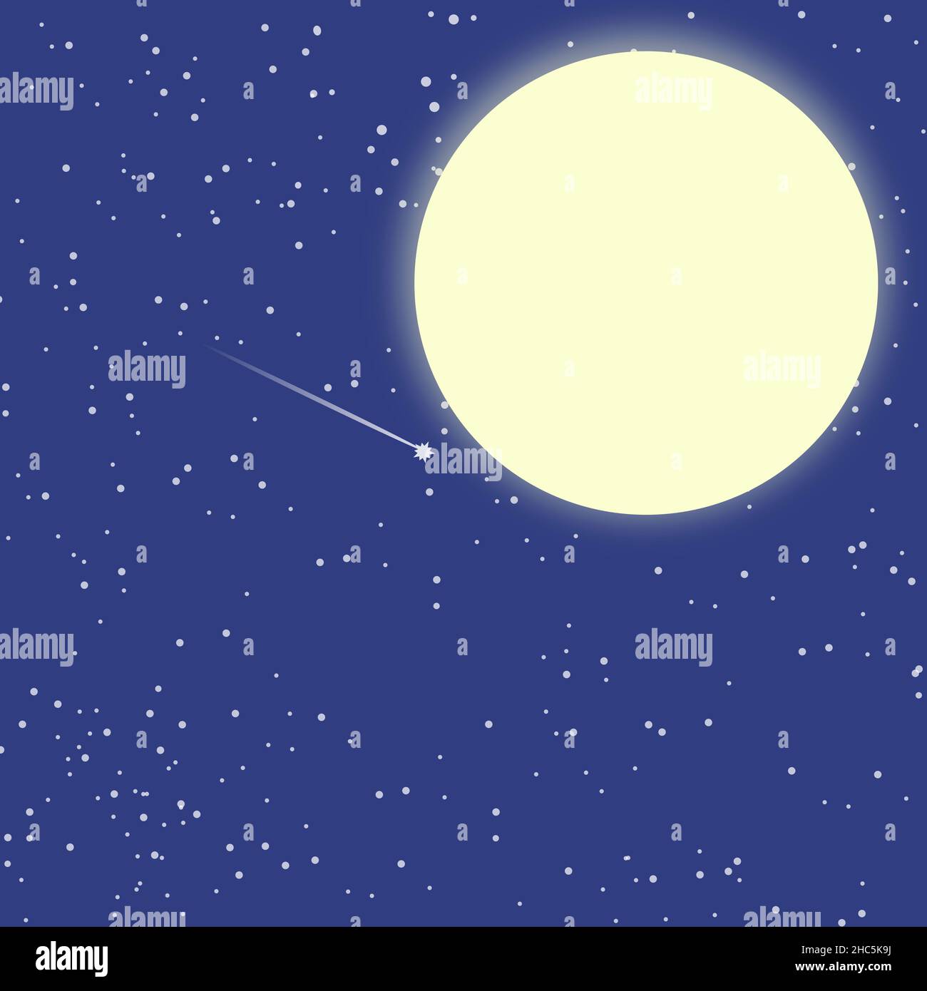 Illustration of Blue Night Sky With Full Moon and Stars Stock Photo - Alamy