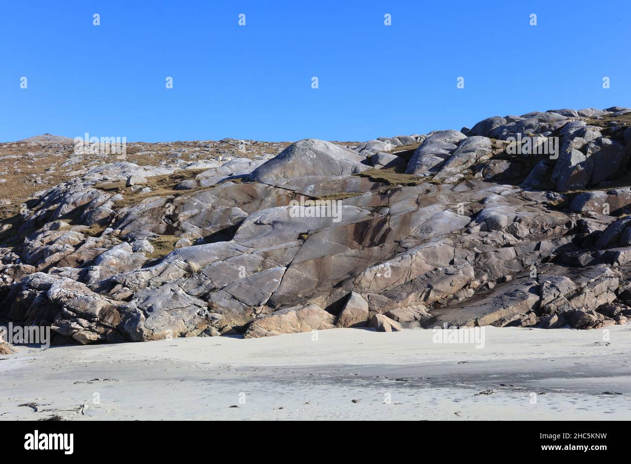The west coast of the Isle of Harris - rugged headlands and sandy bays. Stock Photo