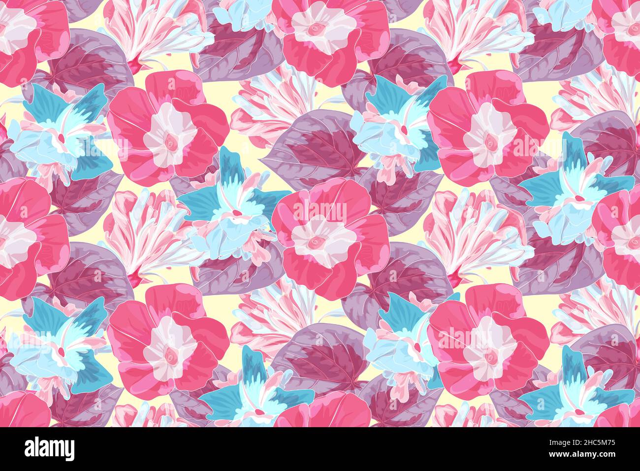 Art floral vector seamless pattern with glory. Stock Vector