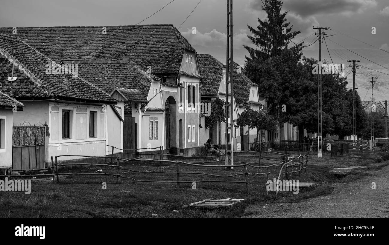 The village farm houses of Viscri in Romania Stock Photo