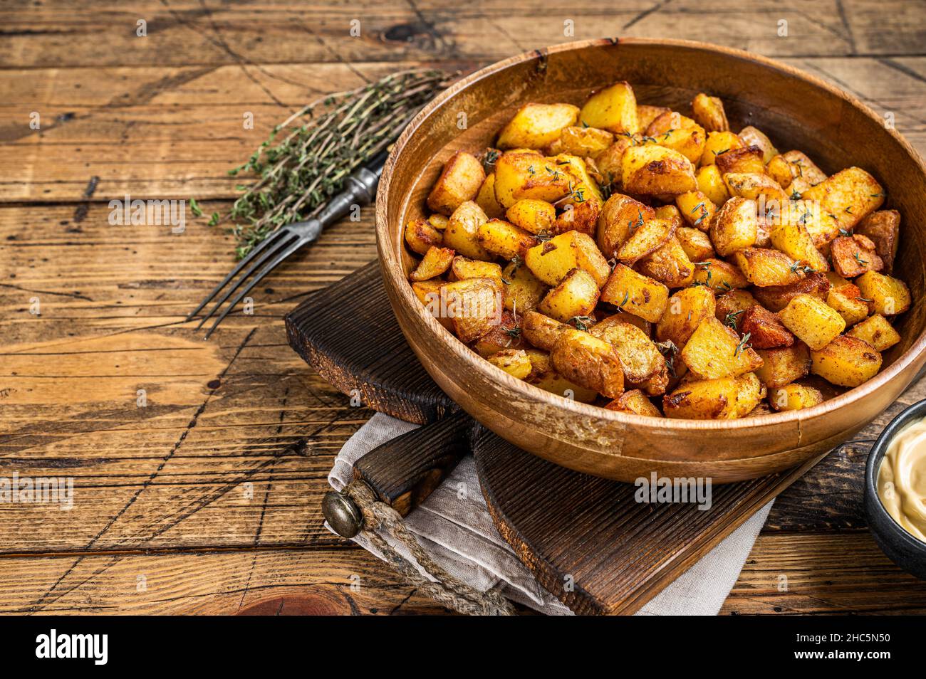 Fried potato - Patatas bravas traditional Spanish potatoes snack tapas ...