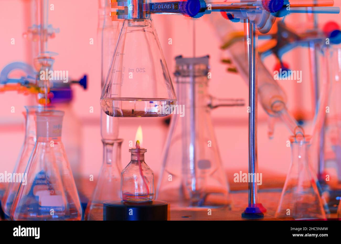 Glass chemical equipment in a chemistry lab Stock Photo Alamy