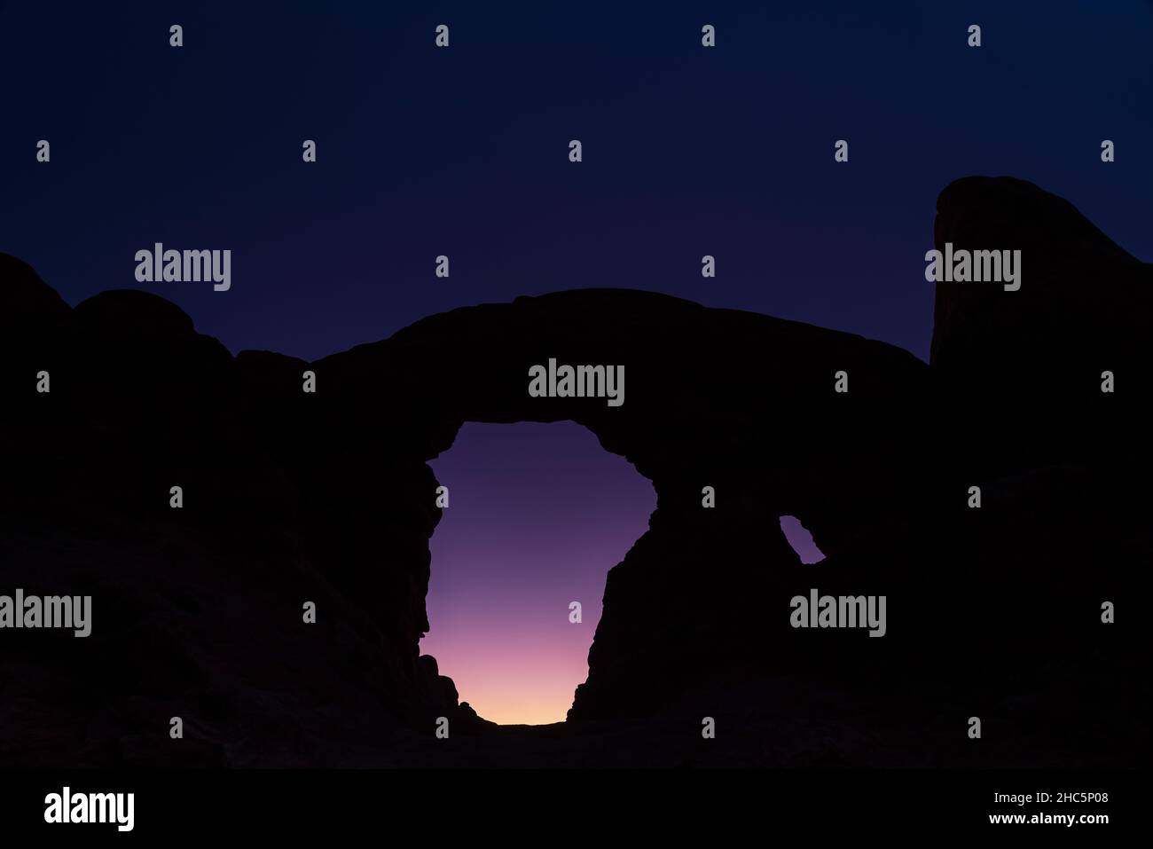 Turret Arch before sunrise in Arches National Park, Utah Stock Photo