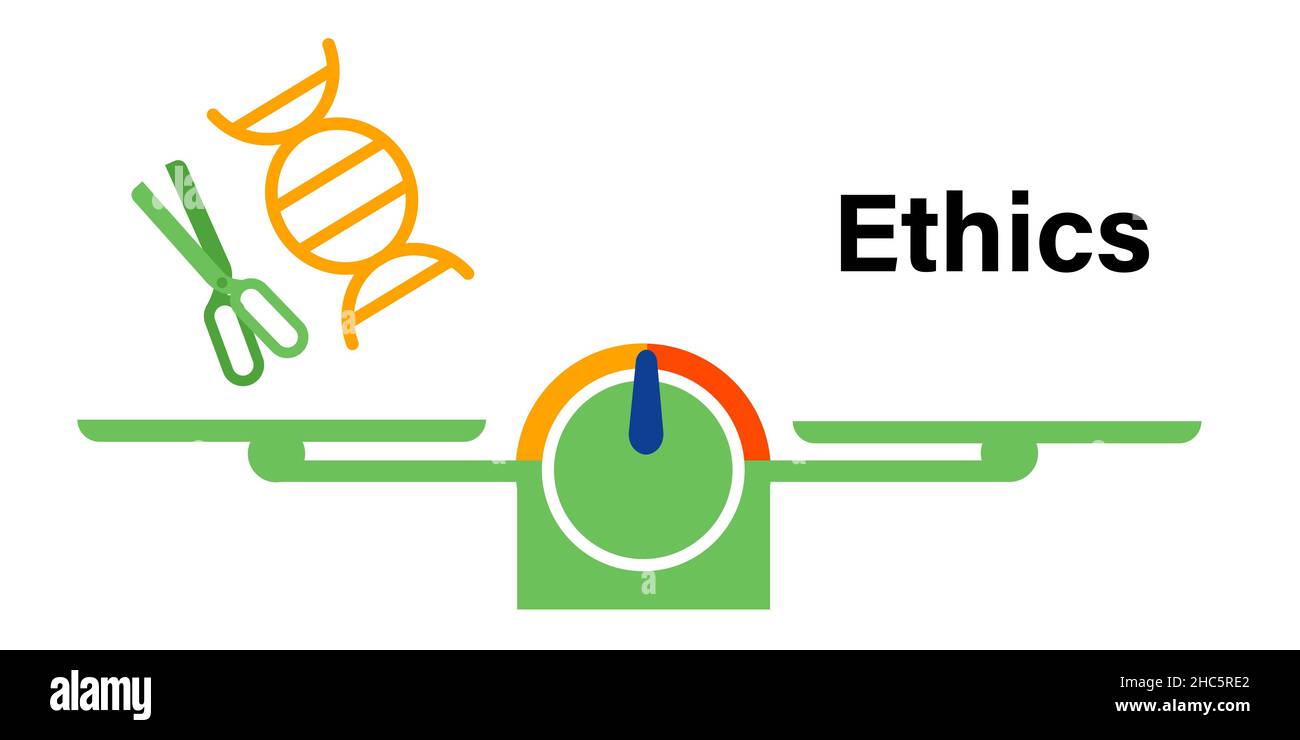 ethics moral issue in gene DNA editing ethical dilemma on CRISPR Stock