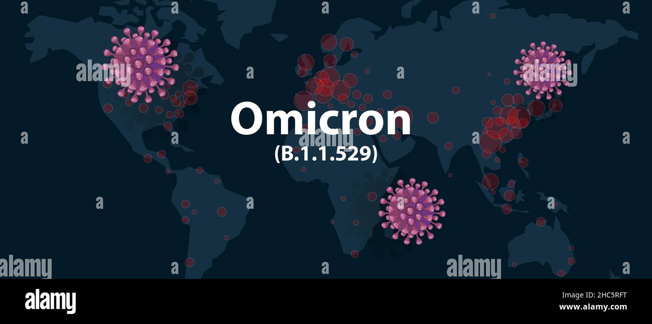 omicron covid-19 new variant spread mutation world map infectionrisk outbreak Stock Vector