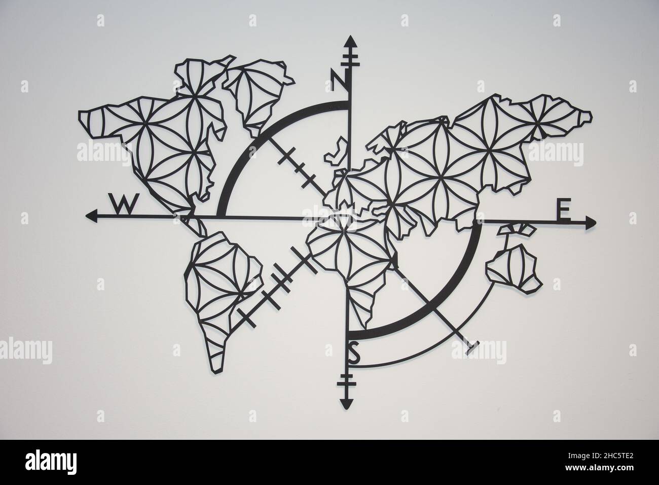 An illustration of the world map with directions Stock Photo - Alamy