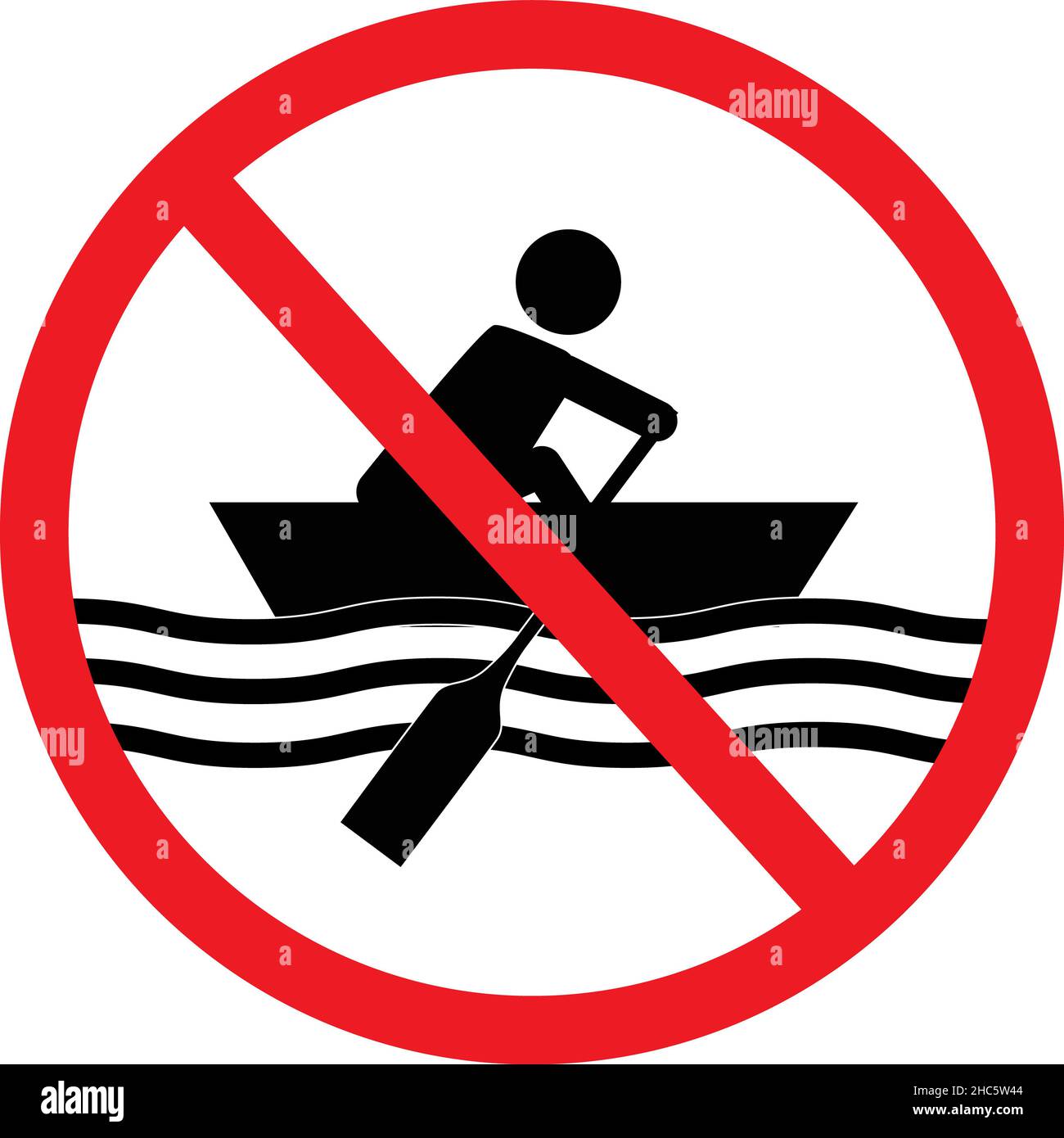 No Rowing Boats on white background. Water Safety Signs. No Rowing