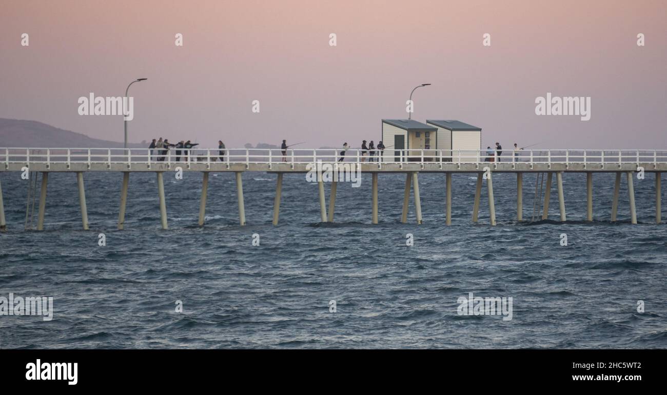 Sunset Fishing at the Tanker Jetty in Esperance Western Australia Stock