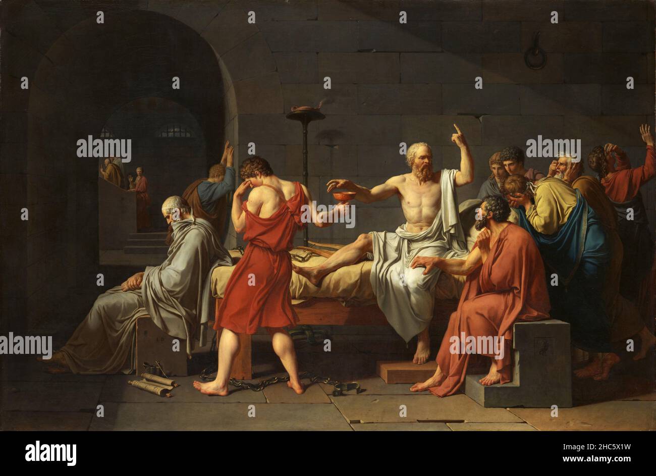 The Death of Socrates painting by Jacques Louis David Stock Photo