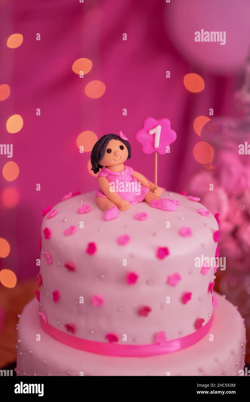 Baby girl 1st birthday Cake design Stock Photo - Alamy