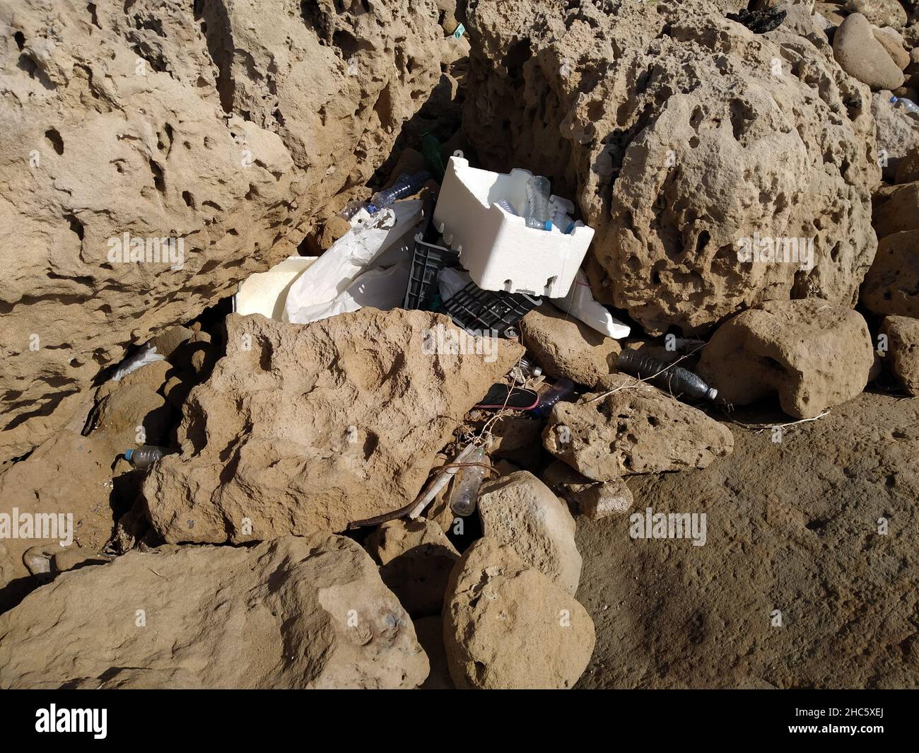 Plastic pollution on the beach n Larnaca , Cyprus Stock Photo Alamy