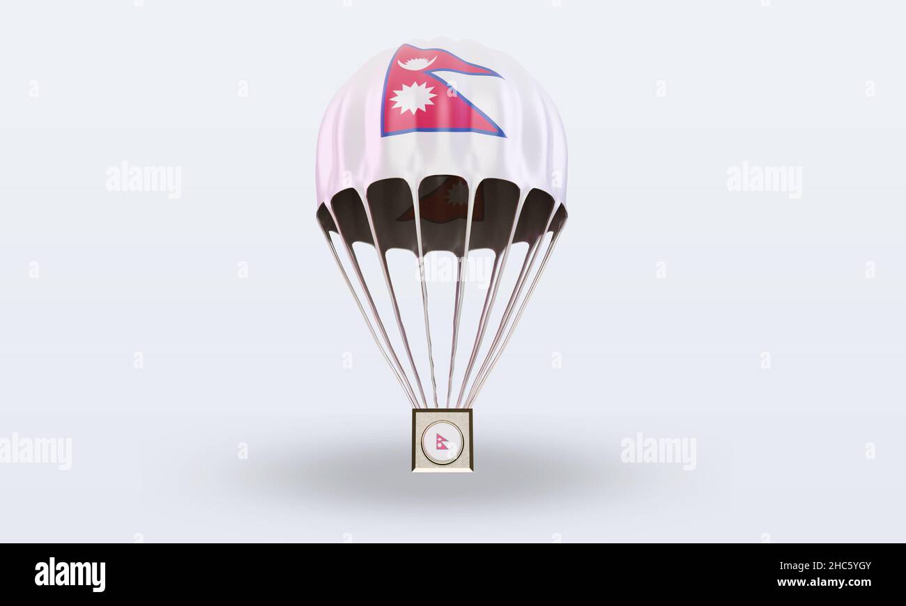 3d parachute Nepal flag rendering front view Stock Photo Alamy