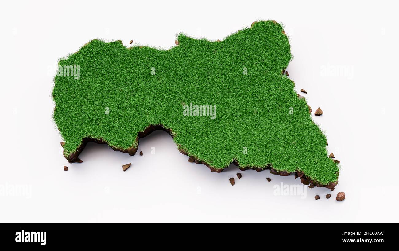 Central African country Grass and ground texture map 3d illustration Stock Photo