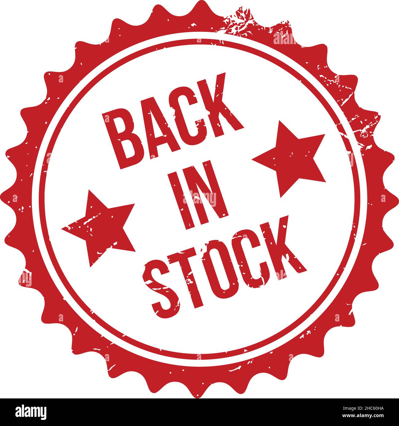 Back in stock Rubber Stamp. Red Back in stock Rubber Grunge Stamp Seal ...