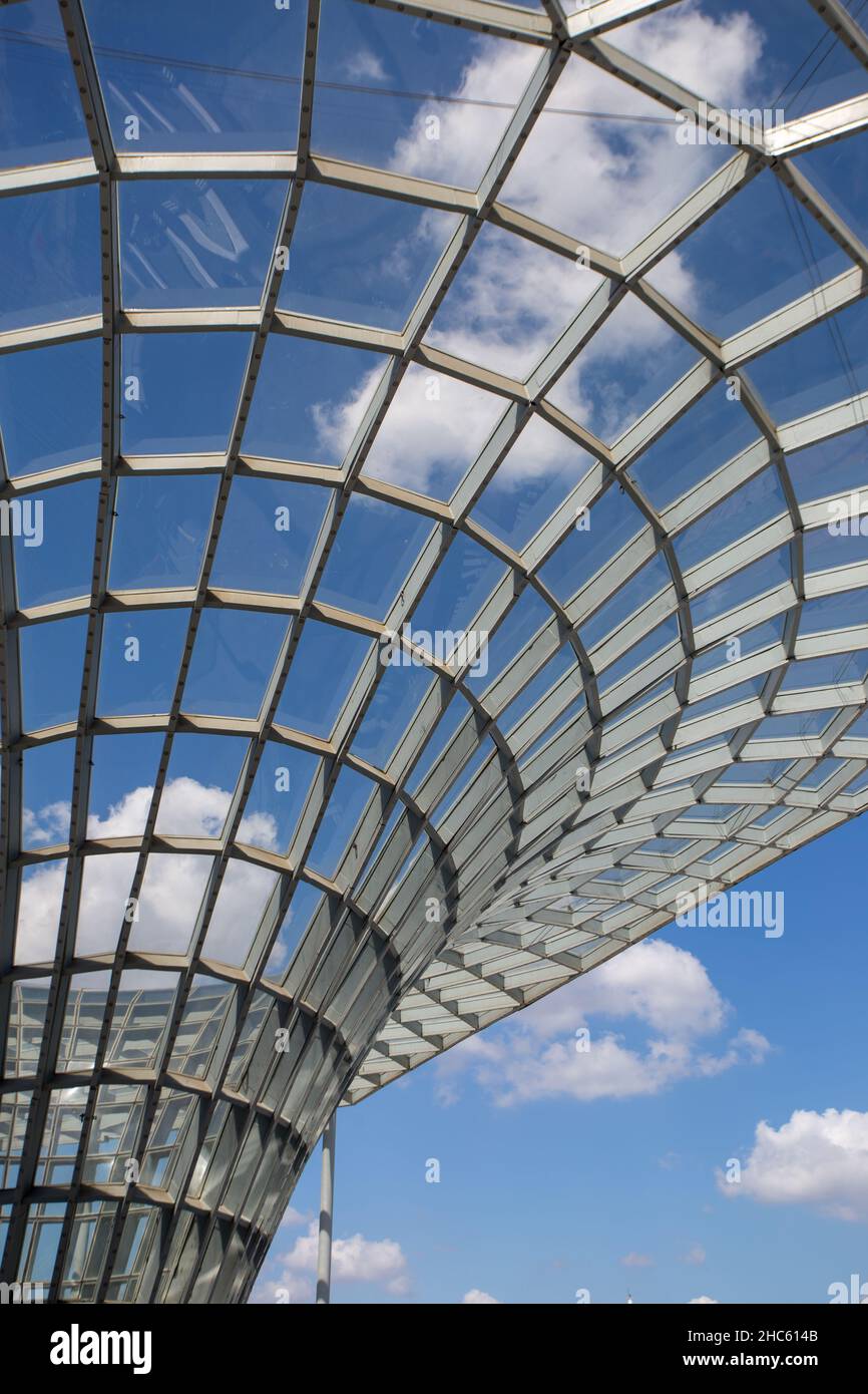 The Glass architecture, Abstract high-tech architecture, metal construction of the glass roof of the shopping center, The Bund, Shanghai, China Stock Photo