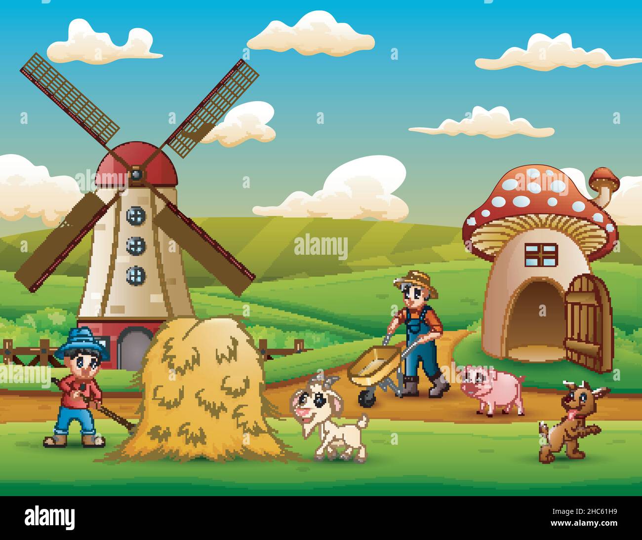 The farmers was working on the farm Stock Vector Image & Art - Alamy