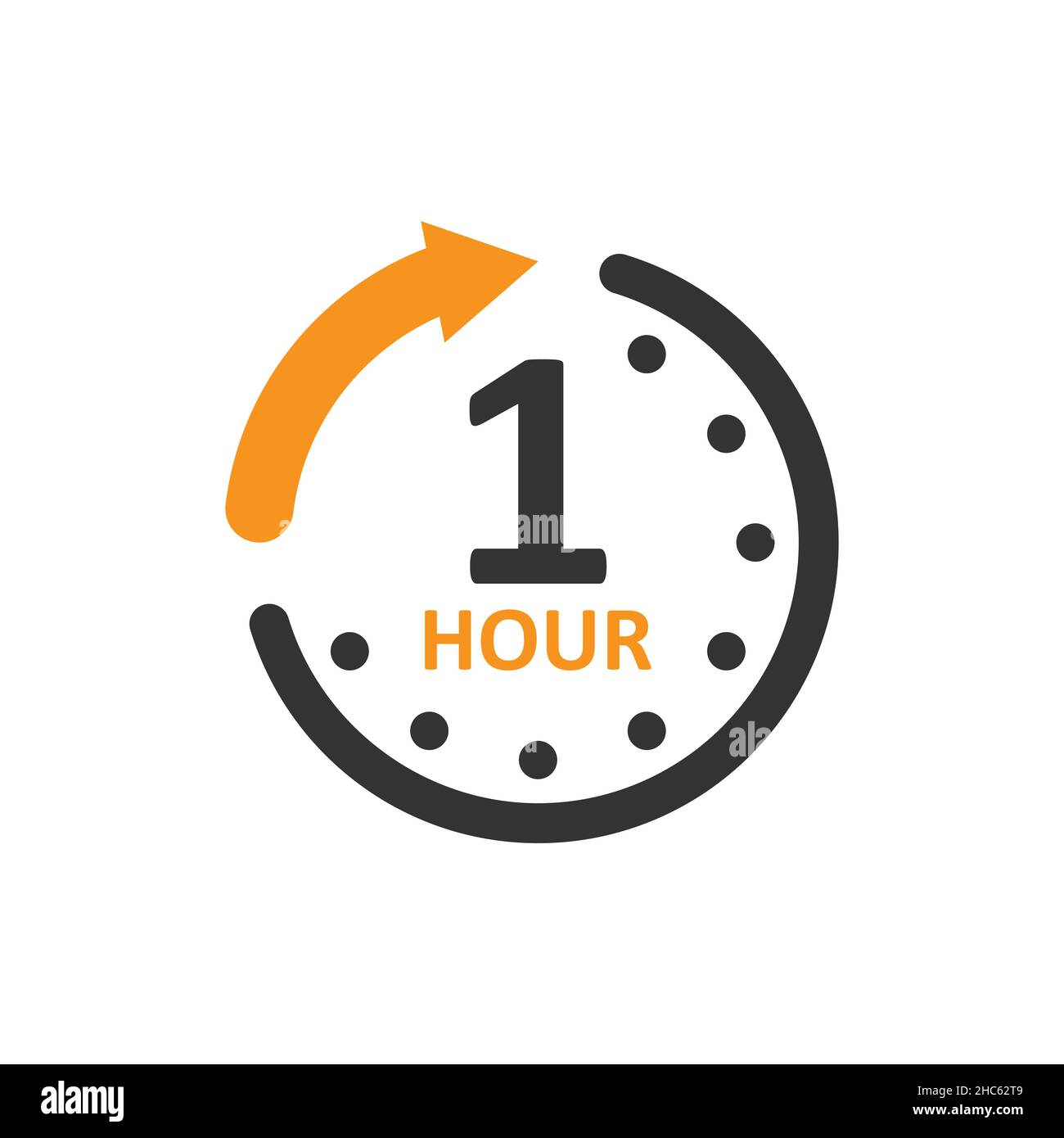 1 hour clock icon in flat style. Timer countdown vector illustration on