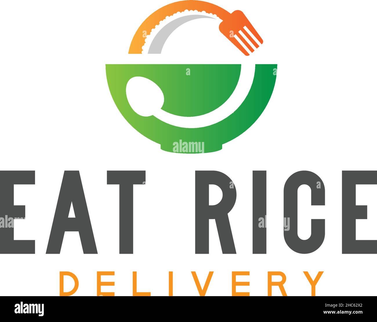Modern colorful EAT RICE delivery logo design Stock Vector