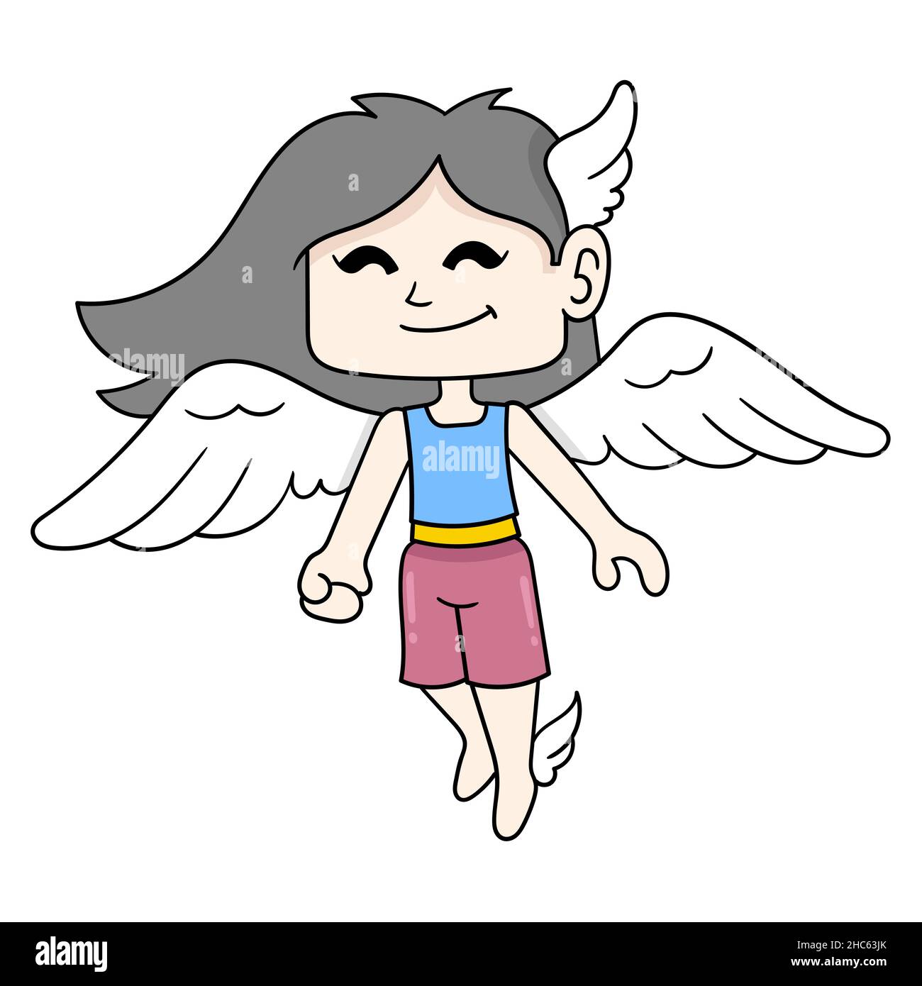 girl with angel wings, vector illustration art. doodle icon image kawaii  Stock Vector Image \u0026 Art - Alamy, image size:1300x1390