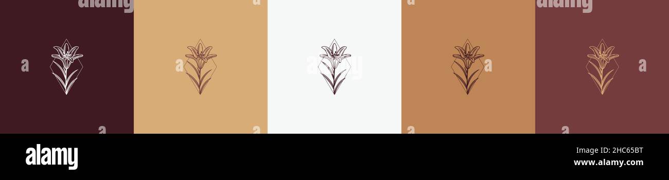 floral vintage nature element shape logo template Stock Vector