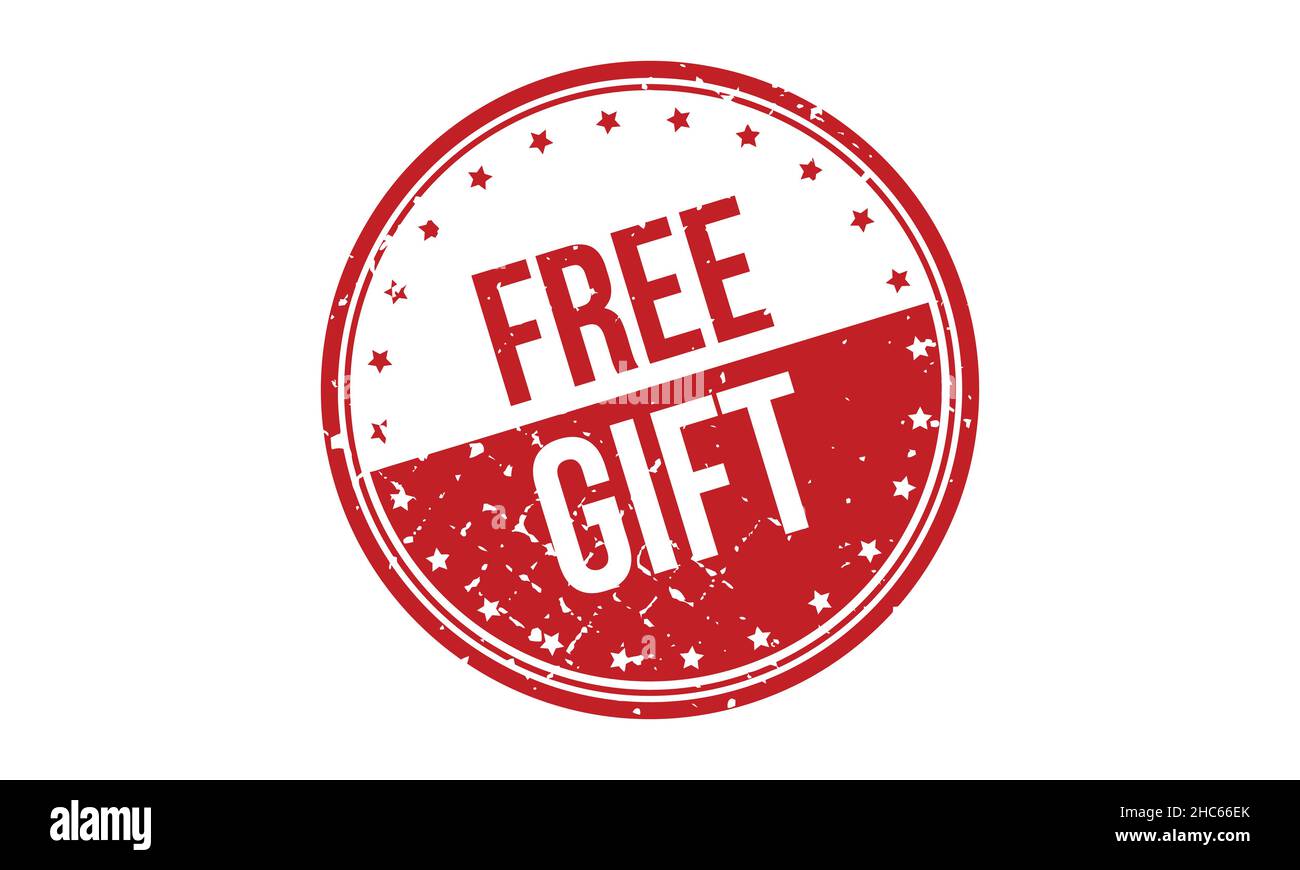 Free Gift Rubber Stamp. Red Free Gift Rubber Grunge Stamp Seal Vector