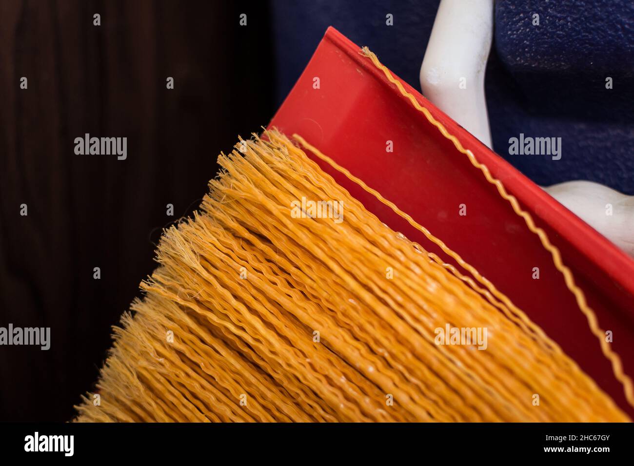 Closeup of a garden broom and scoop Stock Photo