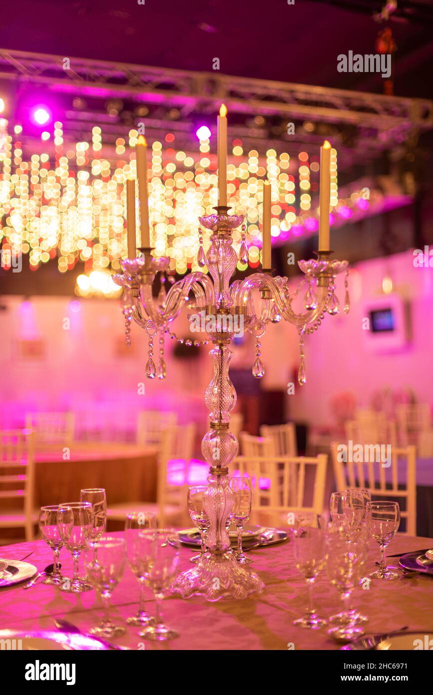 Beautiful shot of a party hall with a light decoration Stock Photo