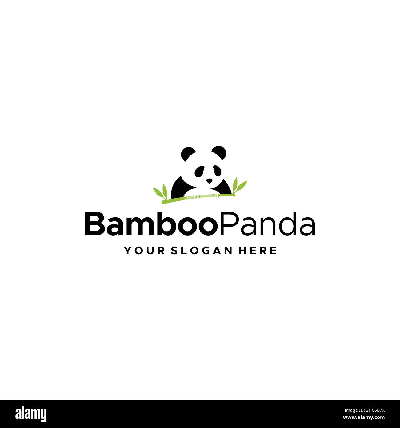 Modern flat colorful BAMBOO PANDA leaf logo design Stock Vector