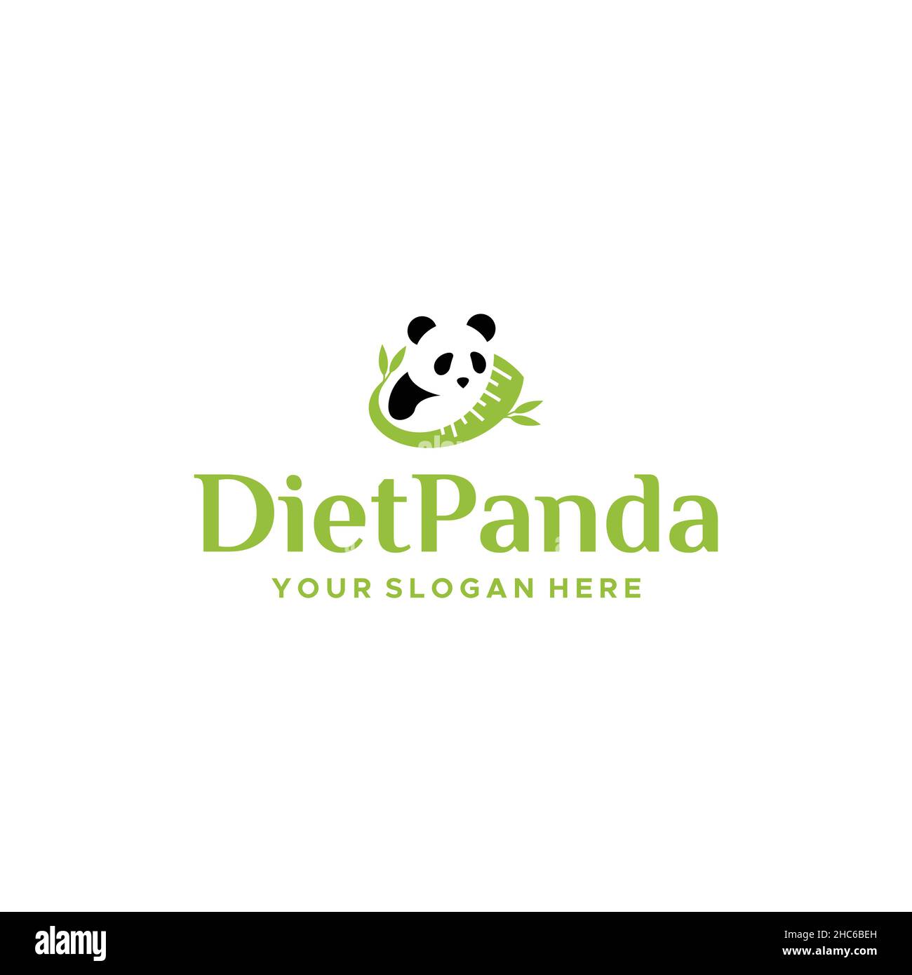 Modern flat colorful DIET PANDA leaf logo design Stock Vector