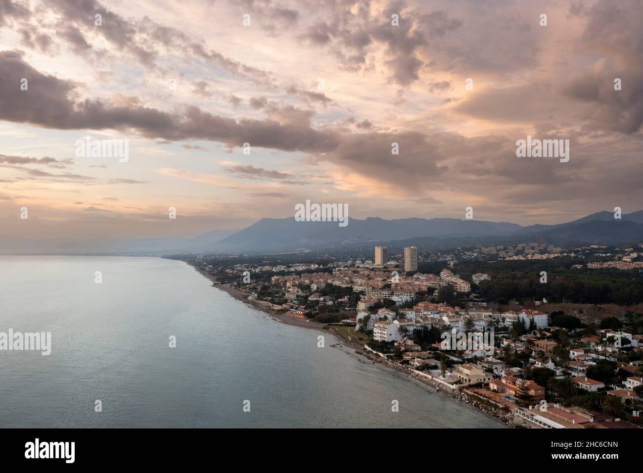 view of the beach of Las Canas in the municipality of Marbella, Spain