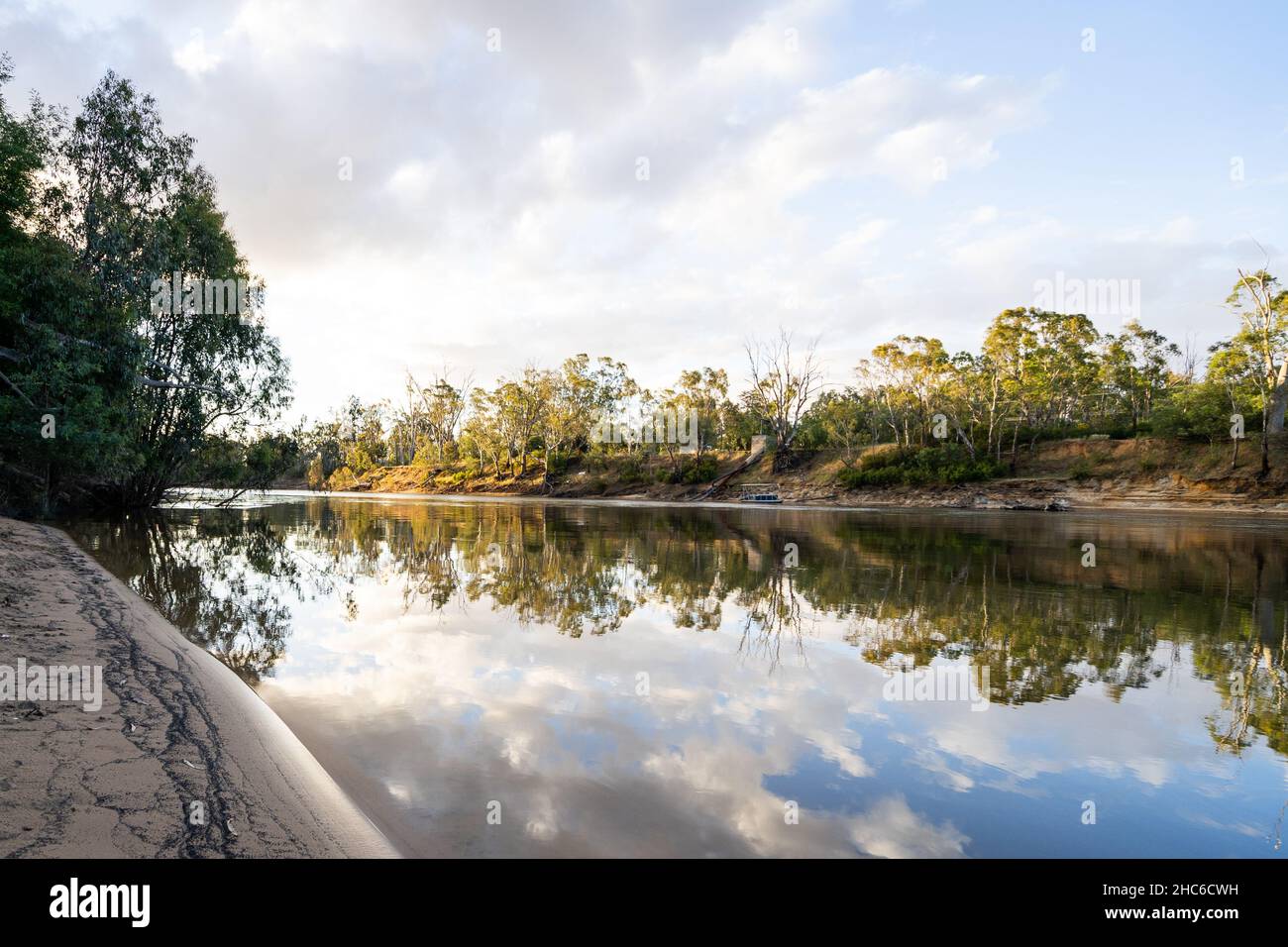 Beautiful shot of the reflection of the trees on a river surface Stock ...