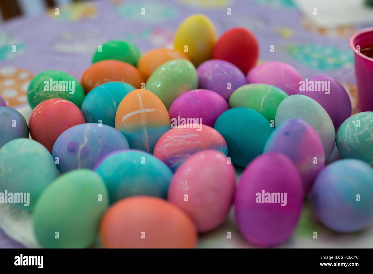 Selective focus shot of colorful easter eggs Stock Photo