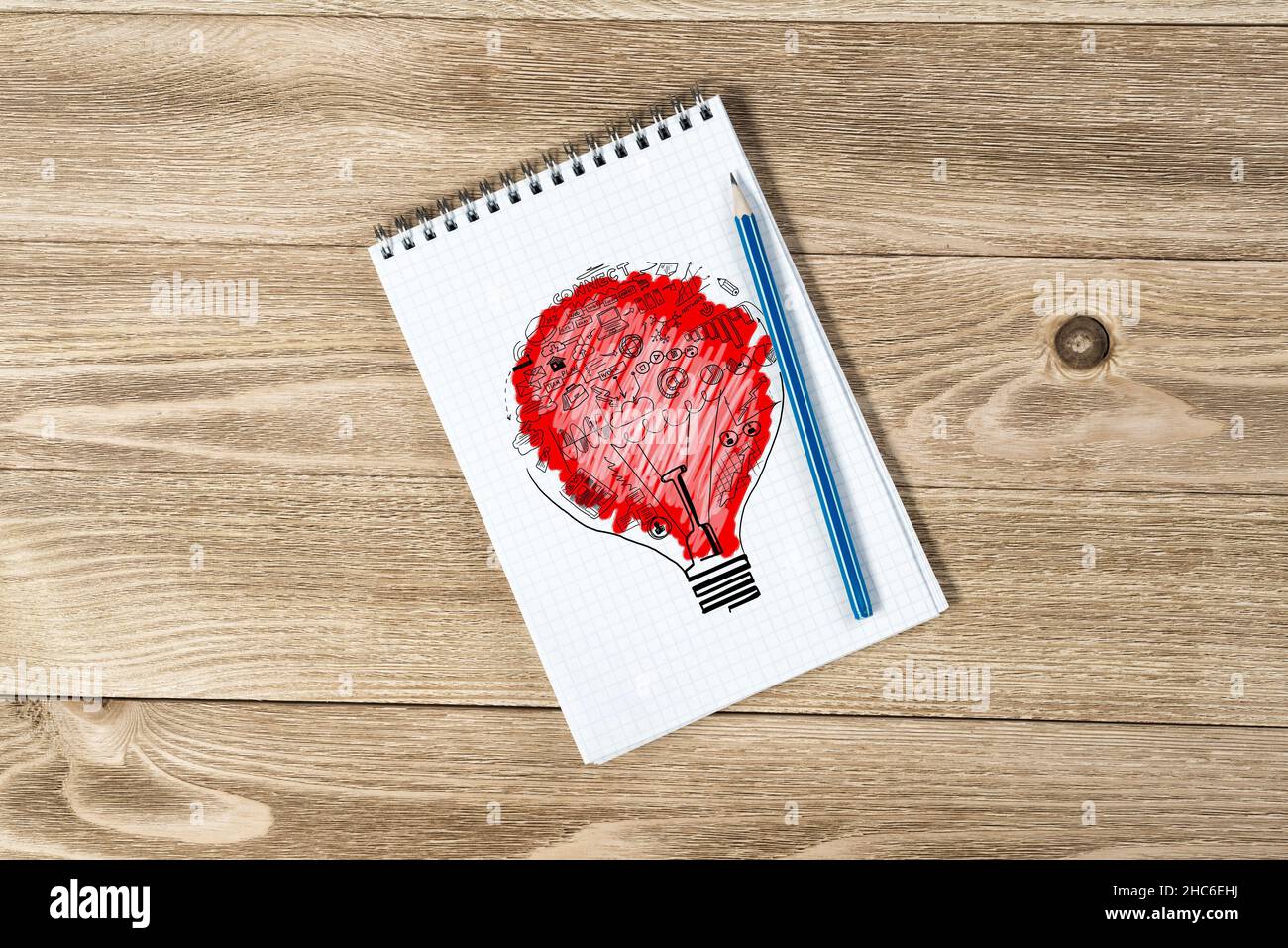 Notepad with pencil and sketches Stock Photo - Alamy