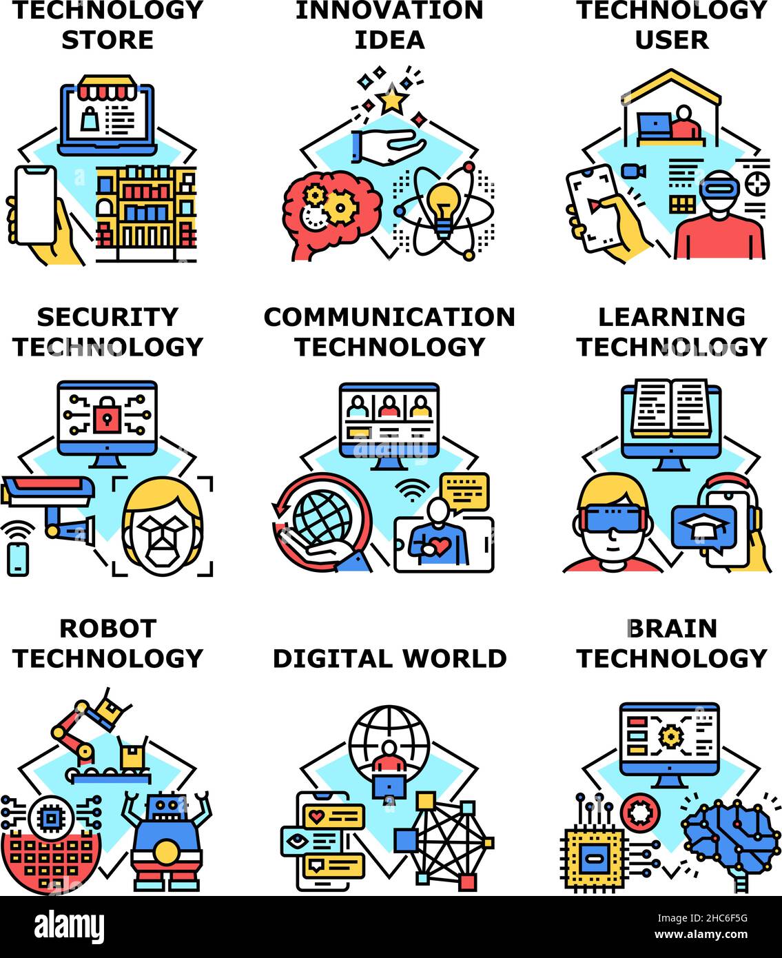 Technology network tech set icon vector illustration Stock Vector Image ...
