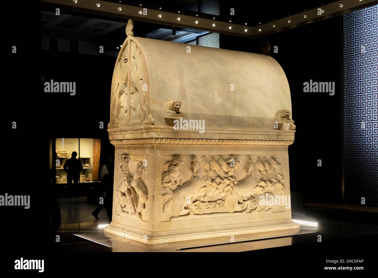 View of Lycian Sarcophagus in Istanbul Archaeology Museum, Turkey Stock ...