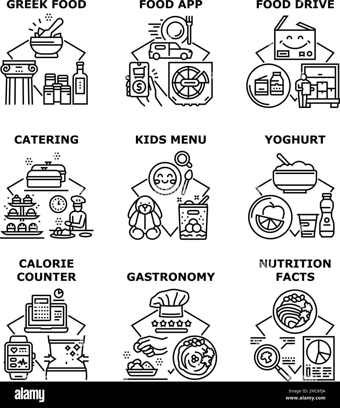 Food gastronomy set icons vector illustrations Stock Vector