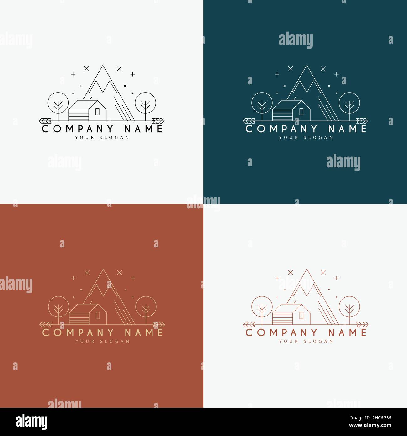 line art minimal multipurpose logo template retro Stock Vector