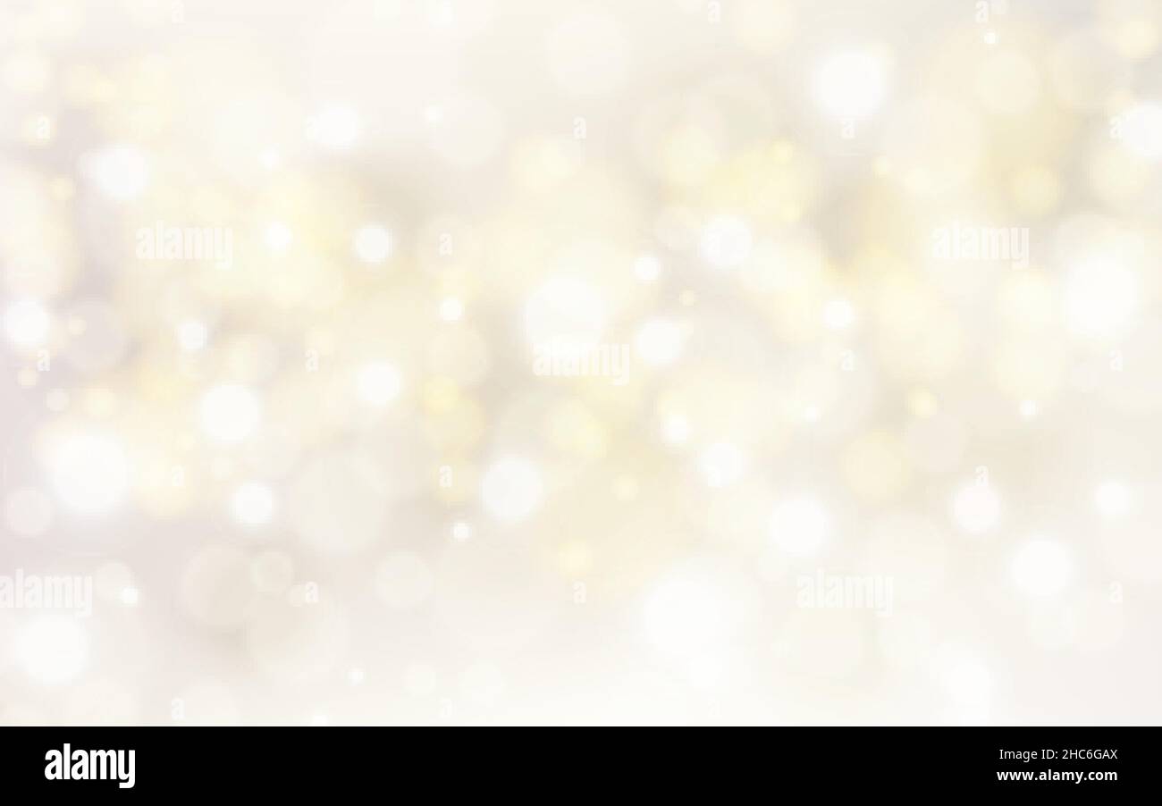 Light bokeh background. Gold blurry texture with flares. Defocused