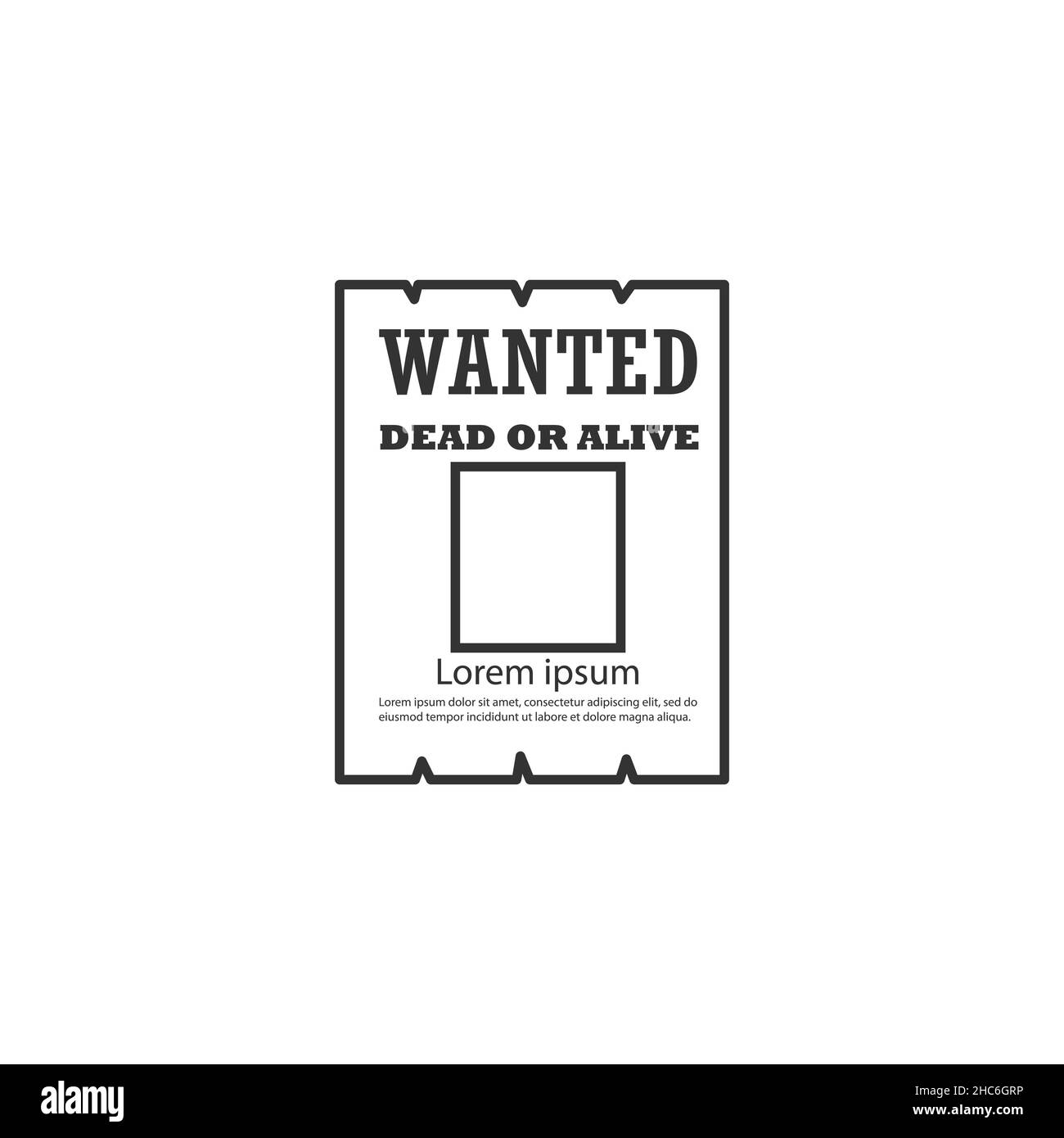 Wanted dead or alive. A note for westerns. Vector template with place for text Stock Vector